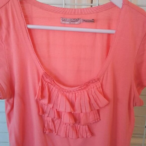 Juicy Couture Modal and Cotton Coral Ruffle Front Top – Women’s Size S EUC - Picture 2 of 3